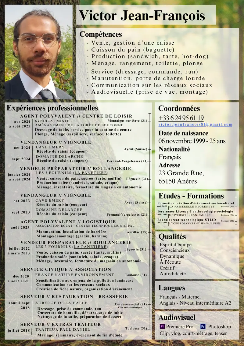 Capture du CV de Vie