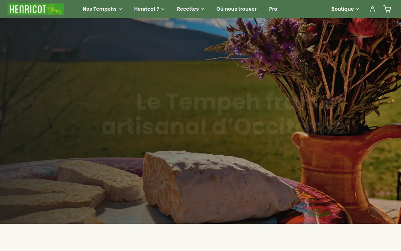 Capture du site Henricot, e-commerce tempeh
